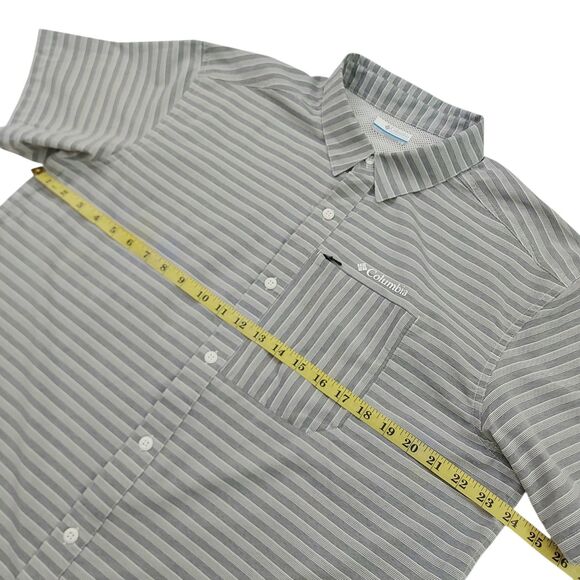 Columbia Shirt Mens Large Gray Striped Twisted Creek II Short Sleeve Outdoor - Picture 10 of 11